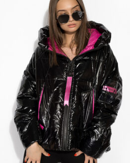 Фото вещи Стильная стеганая куртка 120PST024 (Черно-розовый)(XXL)