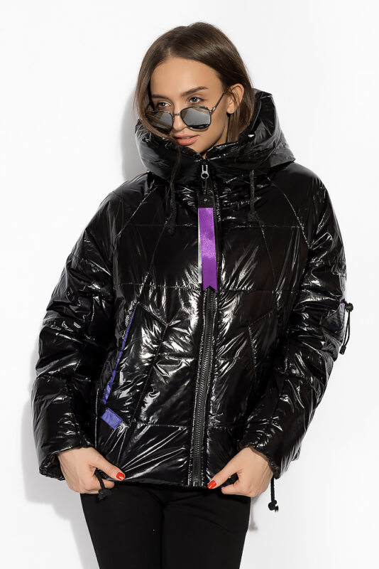 Фото вещи Стильная стеганая куртка 120PST024 (Черно-фиолетовый)(M)