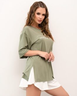 Фото вещи ISSA Plus Футболка (14038_olive) Женское, цвет - Оливковый, материал - Вискоза