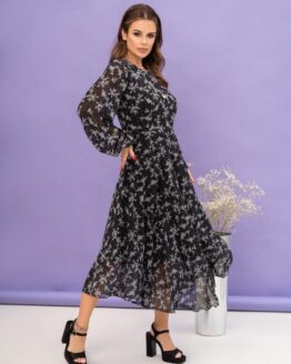 Фото вещи ISSA Plus Платье миди (13846_black) Женское, цвет - Чёрный, материал - Полиэстер