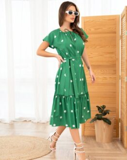 Фото вещи ISSA Plus Платье миди (13954_green) Женское, цвет - Зелёный, материал - Полиэстер