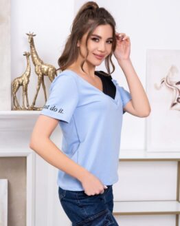 Фото вещи ISSA Plus Футболка (13776_blue) Женское, цвет - Голубой, материал - Хлопок