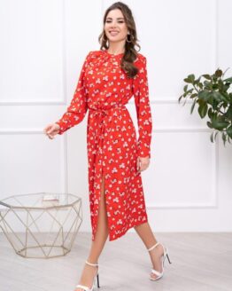 Фото вещи ISSA Plus Платье миди (13793_red) Женское, цвет - Красный, материал - Полиэстер