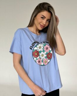 Фото вещи ISSA Plus Футболка (WN20-448_blue) Женское, цвет - Голубой, материал - Хлопок/вискоза