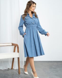 Фото вещи ISSA Plus Платье миди (SA-349_blue) Женское, цвет - Синий, материал - Хлопок