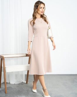 Фото вещи ISSA Plus Платье миди (14196_beige) Женское, цвет - Бежевый, материал - Хлопок