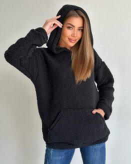 Фото вещи ISSA Plus Худи (14202_black) Женское, цвет - Чёрный, материал - Искусственный мех