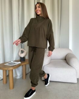 Фото вещи ISSA Plus Спортивный костюм (14197_khaki) Женское, цвет - Хаки, материал - Флис