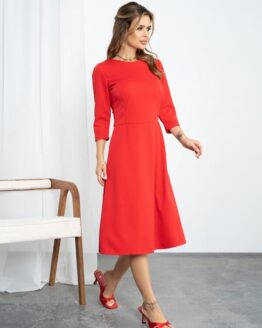 Фото вещи ISSA Plus Платье миди (14196_red) Женское, цвет - Красный, материал - Хлопок