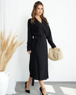 Фото вещи ISSA Plus Платье миди (14210_black) Женское, цвет - Чёрный, материал - Полиэстер