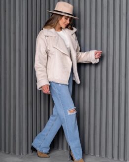 Фото вещи ISSA Plus Дубленка (14272_lactic) Женское цвет - Молочный материал - Искусственная замша