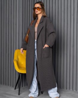 Фото вещи ISSA Plus Пальто (14248_gray) Женское цвет - Серый материал - Хлопок/вискоза