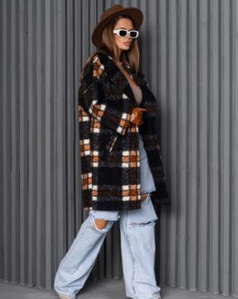 Фото вещи ISSA Plus Пальто (14267_multicolor) Женское цвет - Чёрный/бежевый материал - Полиэстер