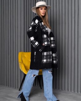 Фото вещи ISSA Plus Пальто (14268_multicolor) Женское цвет - Белый/чёрный материал - Полиэстер/эластан