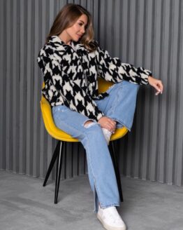 Фото вещи ISSA Plus Кофта (14243_black_white) Женское цвет - Белый/чёрный материал - Искусственный мех