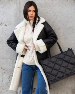 Фото вещи ISSA Plus Дубленка (13610_black) Женское, цвет - Чёрный, материал - Искусственная кожа