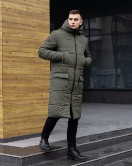 Фото вещи Pobedov Зимняя куртка (OWku45kh) Мужское цвет - Хаки материал - Полиэстер