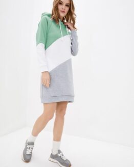 Фото вещи ISSA Plus Платье мини (SA-60_graygreen) Женское, цвет - Серый, материал - Хлопок