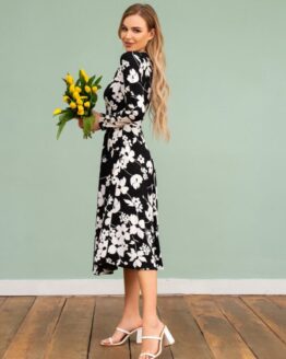 Фото вещи ISSA Plus Платье миди (13477A_black) Женское, цвет - Чёрный, материал - Полиэстер