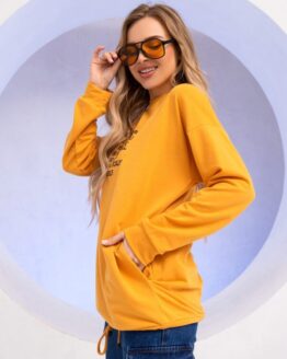 Фото вещи ISSA Plus Свитшот (13733_mustard) Женское, цвет - Горчичный, материал - Хлопок
