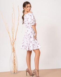 Фото вещи ISSA Plus Платье мини (SA-461_whitepink) Женское, цвет - Белый, материал - Полиэстер