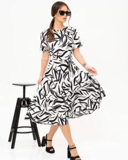 Фото вещи ISSA Plus Платье миди (13891_white) Женское, цвет - Белый/чёрный, материал - Полиэстер
