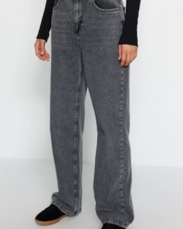 Фото вещи Trendyol Широкие джинсы (TRL4423) Женское цвет - Тёмно-серый материал - Хлопок