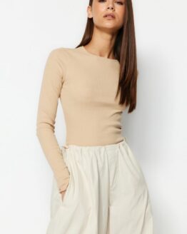 Фото вещи Trendyol Лонгслив (TRL4409) Женское цвет - Бежевый материал - Хлопок