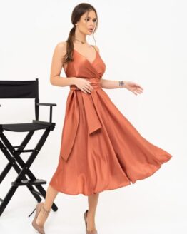 Фото вещи ISSA Plus Платье миди (13917_terracotta) Женское, цвет - Терракотовый, материал - Шелк