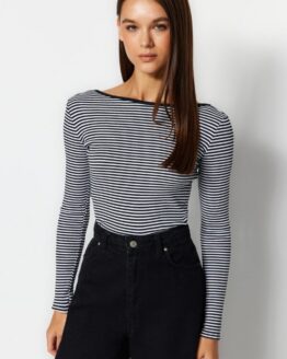 Фото вещи Trendyol Лонгслив (TRL4413) Женское цвет - Белый/чёрный материал - Полиэстер