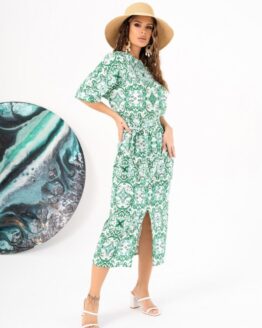 Фото вещи ISSA Plus Платье миди (14021_green) Женское, цвет - Зелёный, материал - Хлопок