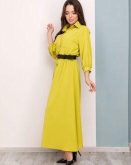 Фото вещи ISSA Plus Платье макси (SA-169_olive) Женское, цвет - Оливковый, материал - Полиэстер