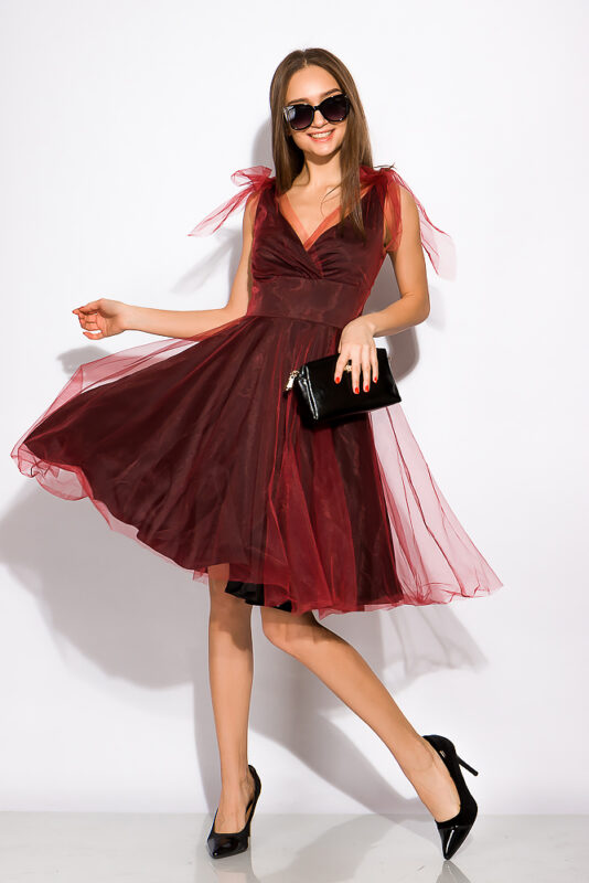 Фото вещи Фатиновое платье 136P618 (Черно-бордовый)(XL)