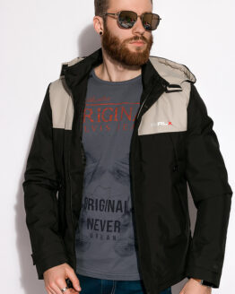 Фото вещи Стильная демисезонная куртка 120PCHB002 (Черный/светло-песочный)(XL)