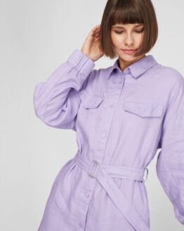 Фото вещи Женское сиреневое льняное платье WWDRE 008 Сиреневый XS PRPY PWWVDRUA 0005