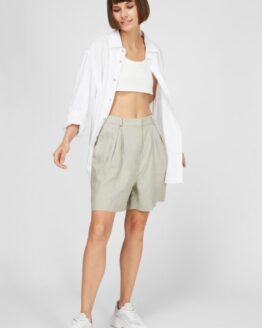 Фото вещи Женские серые льняные шорты WWSHO 004 Серый S PRPY PWWVSOUA 0004