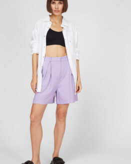Фото вещи Женские сиреневые льняные шорты WWSHO 004 Сиреневый S PRPY PWWVSOUA 0004