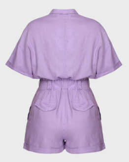 Фото вещи Женский сиреневый льняной комбинезон Сиреневый S PRPY PWWVOAUA 0002