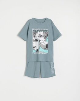 Фото вещи Reserved - Піжамний комплект із двох предметів із принтом - темно-бірюзовий - 057AI-69X