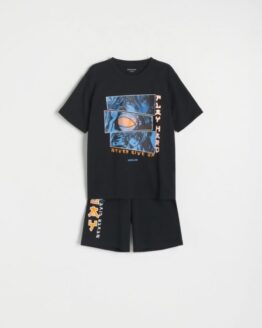 Фото вещи Reserved - Піжамний комплект із двох предметів із принтом - чорний - 058AI-99X