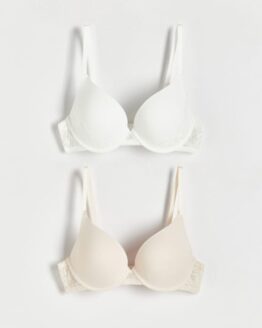 Фото вещи Reserved - Бавовняний бюстгальтер пуш-ап, 2 шт. - кремовий - 1136Y-01X