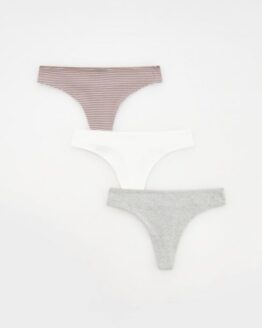 Фото вещи Reserved - Бавовняні трусики стрінги 3 шт. - середньо-сірий - 1491Y-85X