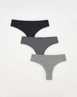 Фото вещи Reserved - Бавовняні трусики, 3 штук - чорний - 1492Y-99X