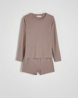 Фото вещи Reserved - Віскозна піжама з двох частин - рожевувато-ліловий - 1684Y-34X