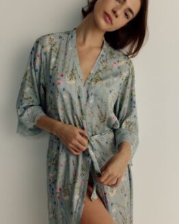 Фото вещи Reserved - Халат із квітковим принтом - блідо-блакитний - 1692Y-05X