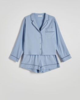 Фото вещи Reserved - Піжамний комплект із двох предметів із віскози - світло-блакитний - 1695Y-50X